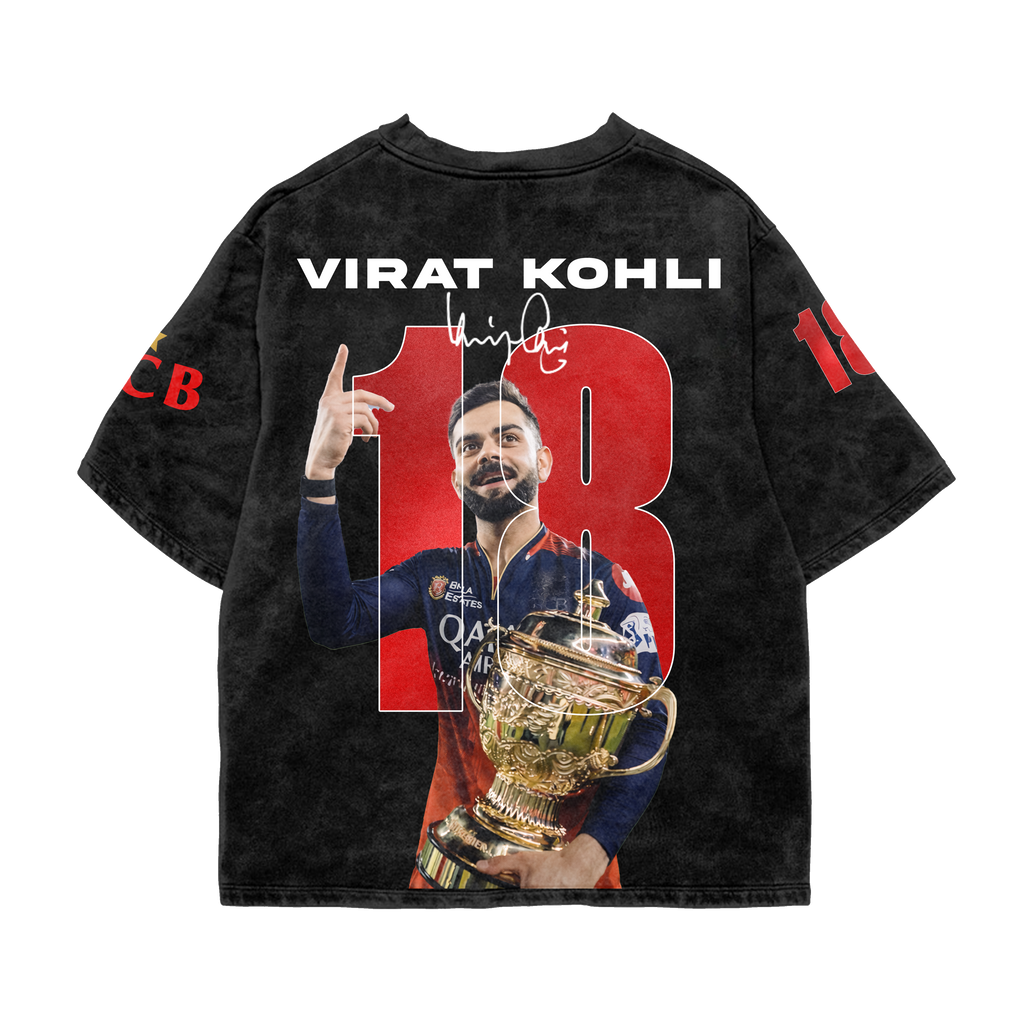 Kohli Strike Oversized Acid-Wash Tee