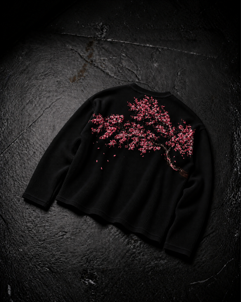 Black Falling Petals Waffle