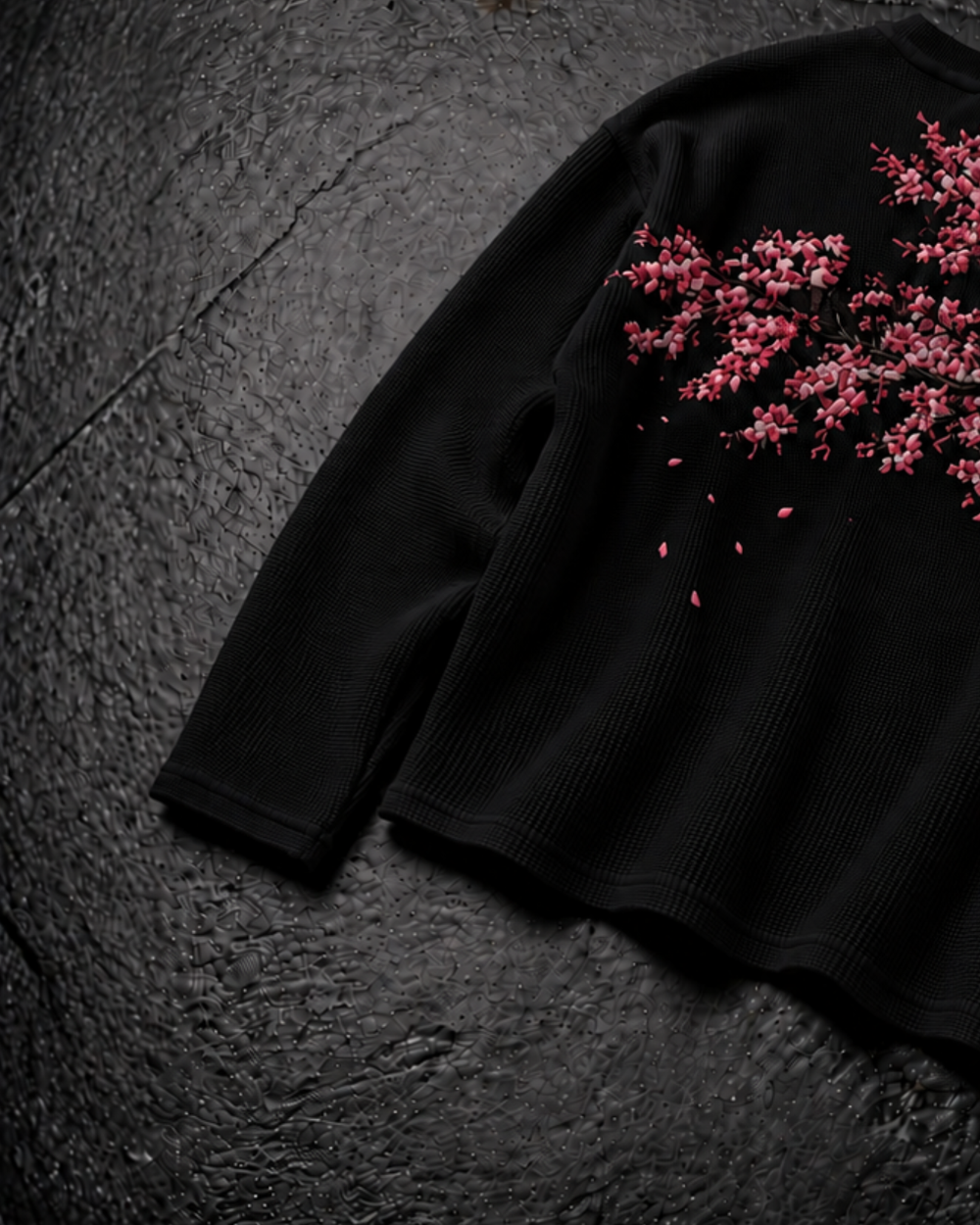 Black Falling Petals Waffle
