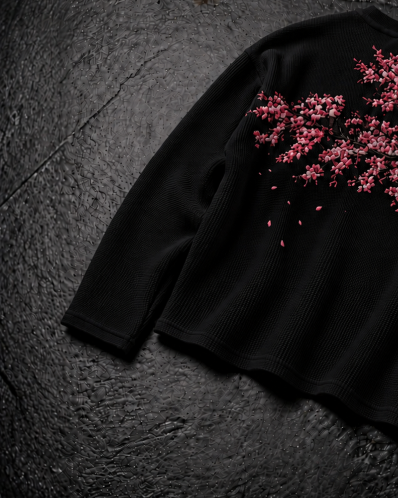 Black Falling Petals Waffle