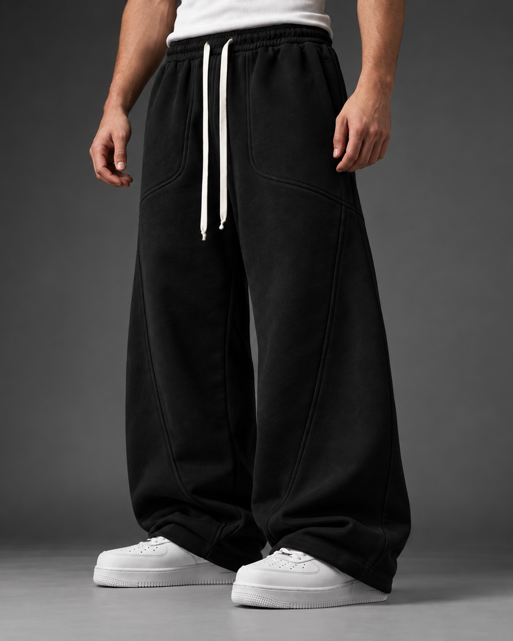 Shadow Black Oversized Sweatpants