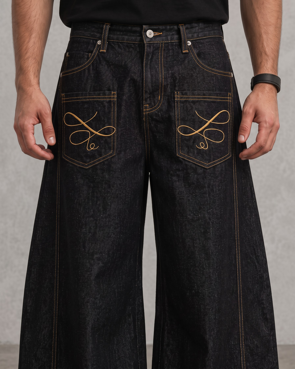 STEALTH BLACK BAGGY DENIM