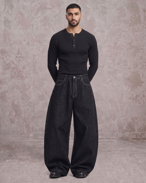 Phantom Black Barrel Fit Denim