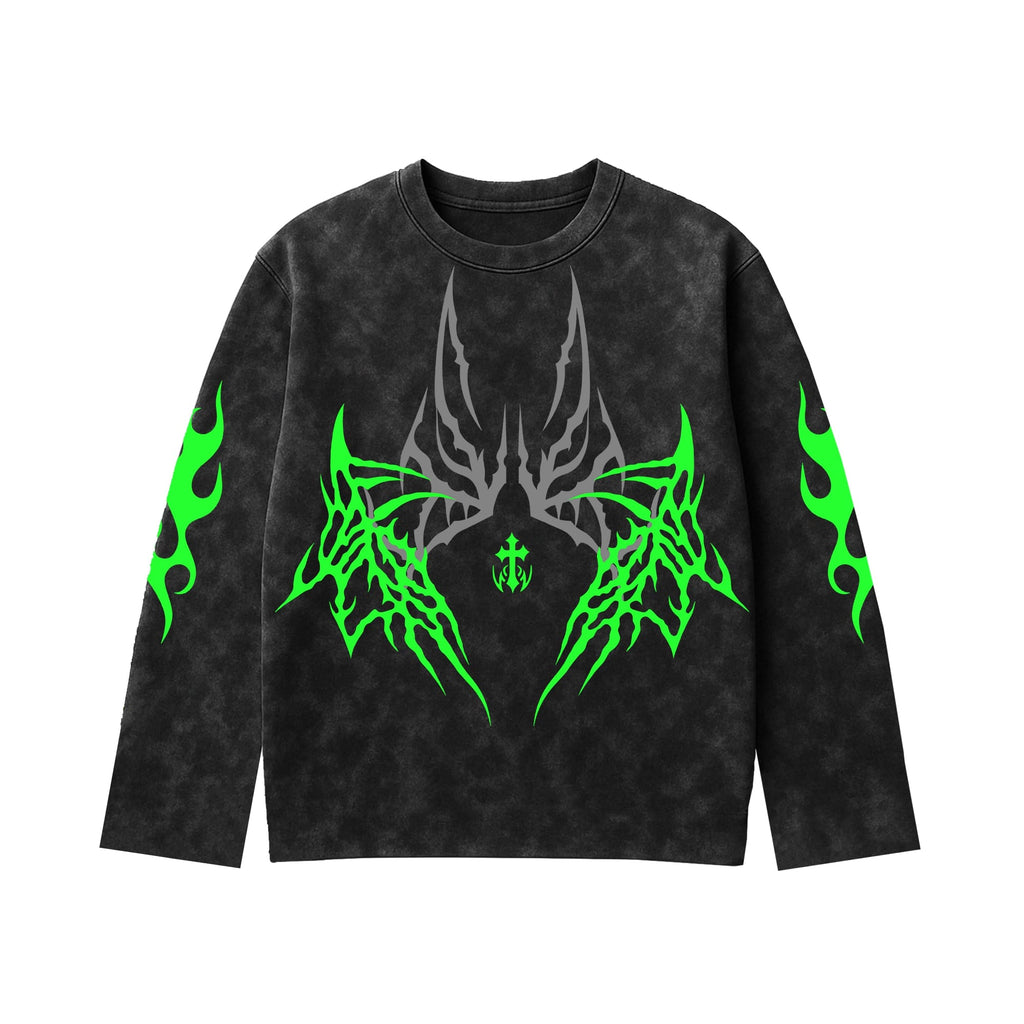 NEON GREEN SERAPH VOID FULL SLEEVE T-SHIRT