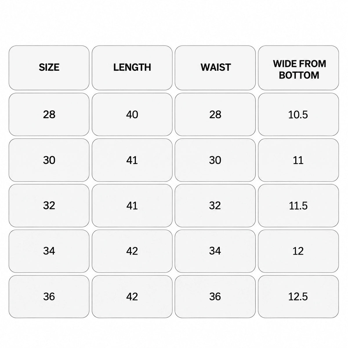Chrome Vortex Pants Size Chart